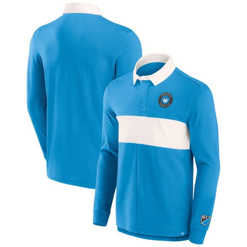 Men's Fanatics Branded Blue Charlotte FC Penalty Kick Long Sleeve Polo