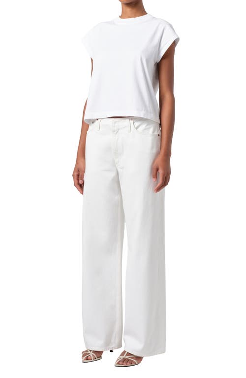 Shop Agolde Bryce Cap Sleeve T-shirt In White