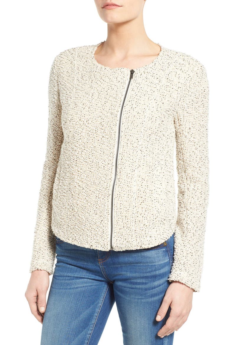 Tweed Moto Jacket, Alternate, color, BEIGE