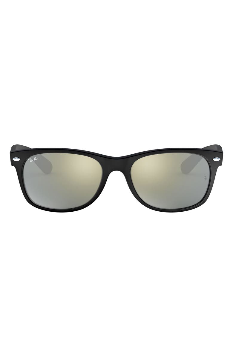 Ray-Ban 
New Wayfarer
 55mm Sunglasses, Main, color, Rubber Black/Grn Silver Mirror