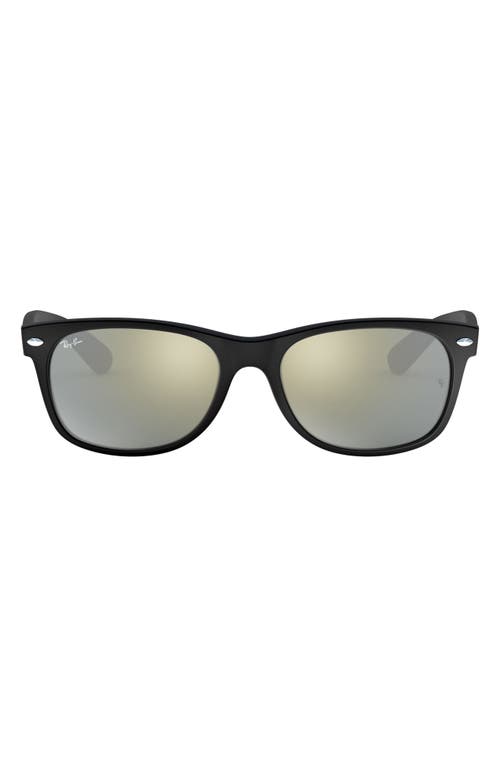 Ray-Ban 'New Wayfarer' 55mm Sunglasses in Rubber Black/grn Silver Mirror  product