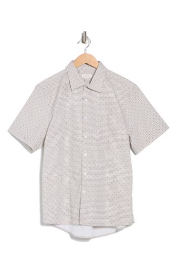 Nordstrom Rack Short Sleeve Poplin Button-up Shirt In White Festive Foulard
