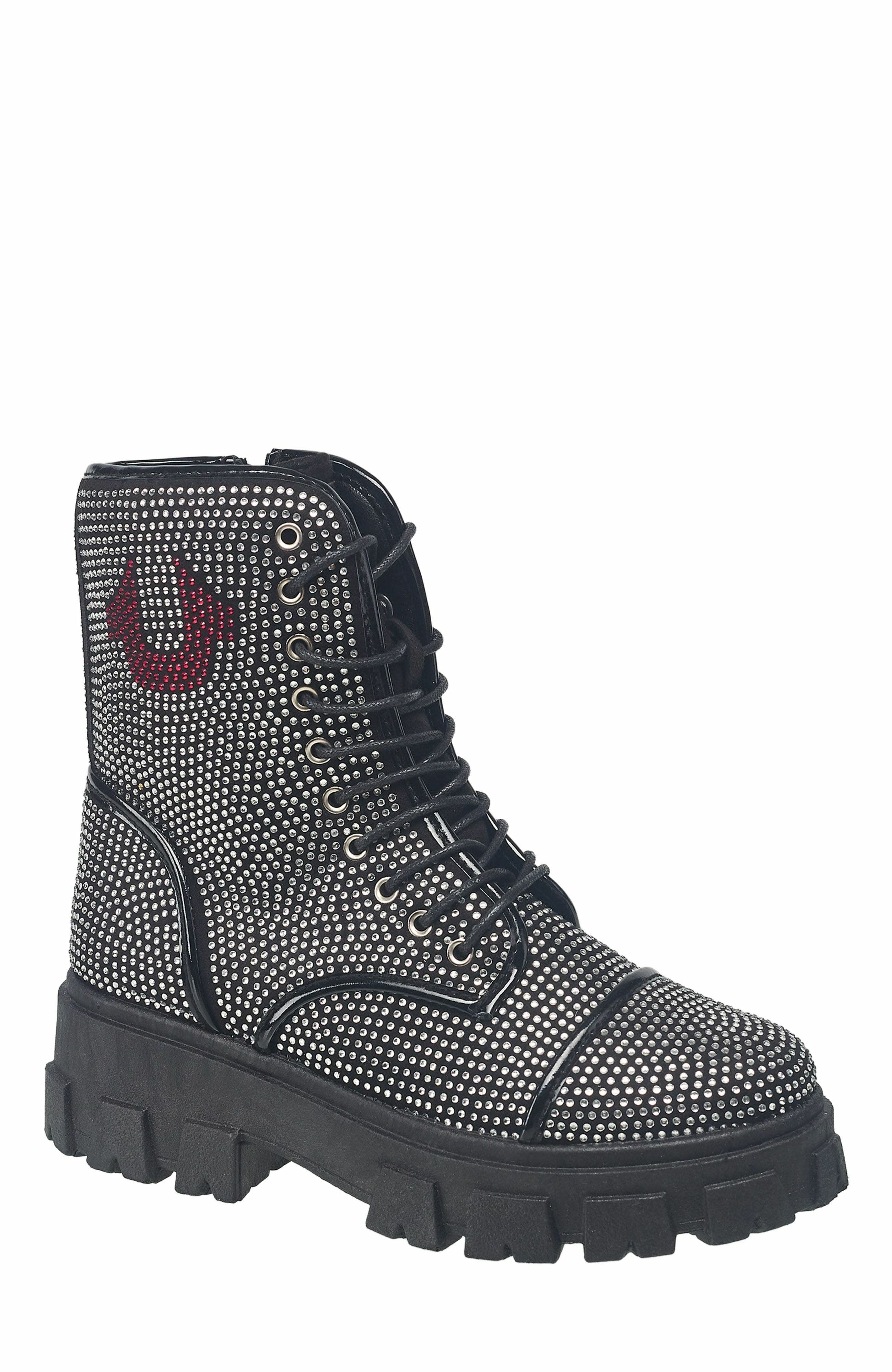 True Religion Gee Rhinestone Combat Boot, Main, color, 