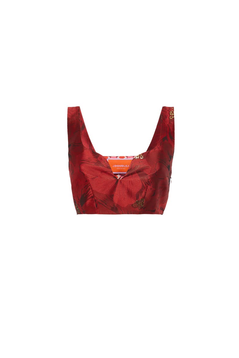 Baia Crop Top Jacquard Ruby Red, Alternate, color, Jacquard Ruby Red