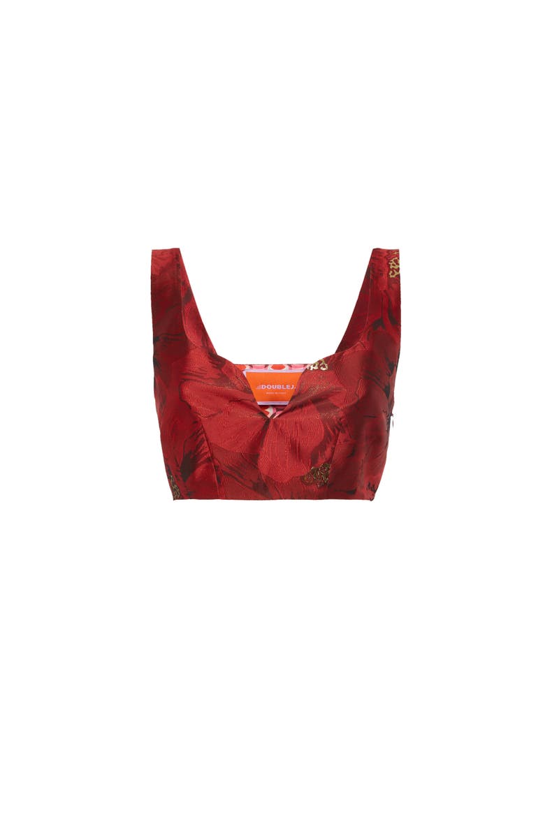La DoubleJ Baia Crop Top Jacquard Ruby Red, Alternate, color, Jacquard Ruby Red