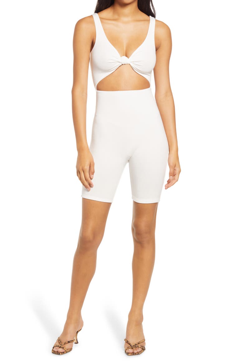 Love U Knot Cutout Romper, Main, color, OFF WHITE