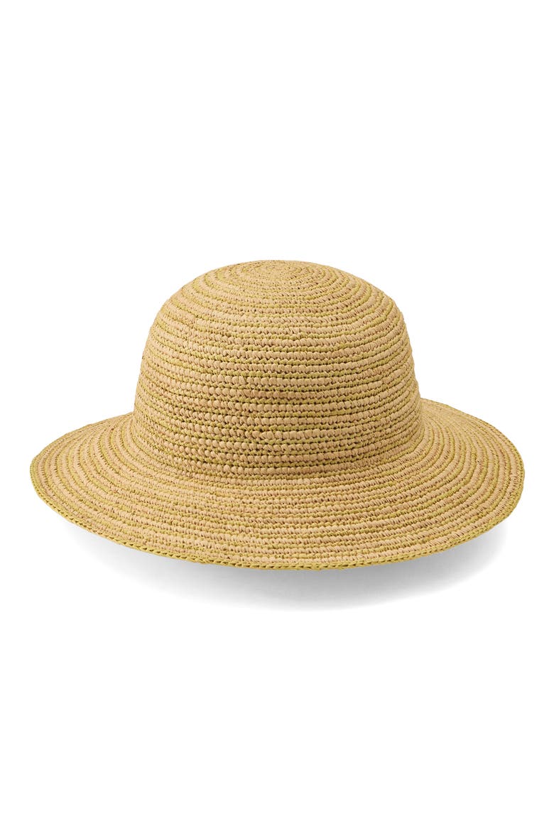 Evadine Packable Raffia Sun Hat, Alternate, color, NATURAL/ CHARTREUSE