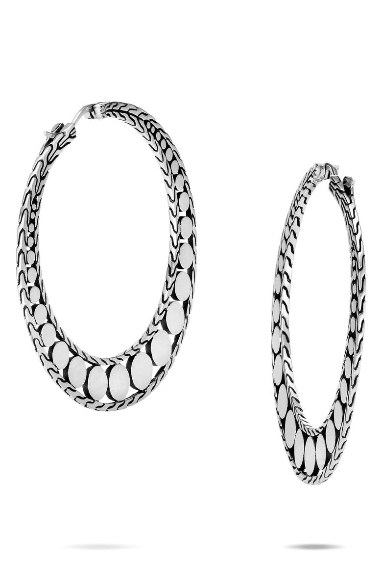 John Hardy Dot Silver Hoop Earrings, Alternate, color, Silver