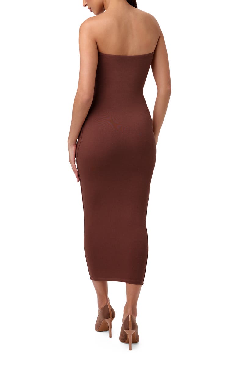 Naked Wardrobe Body-Con Midi Tube Dress, Alternate, color, Chocolate
