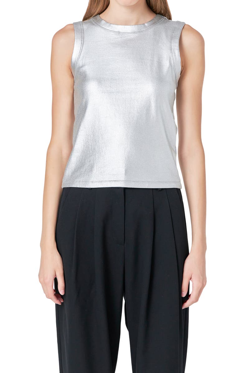 Endless Rose Metallic Ribbed Top, Alternate, color, 