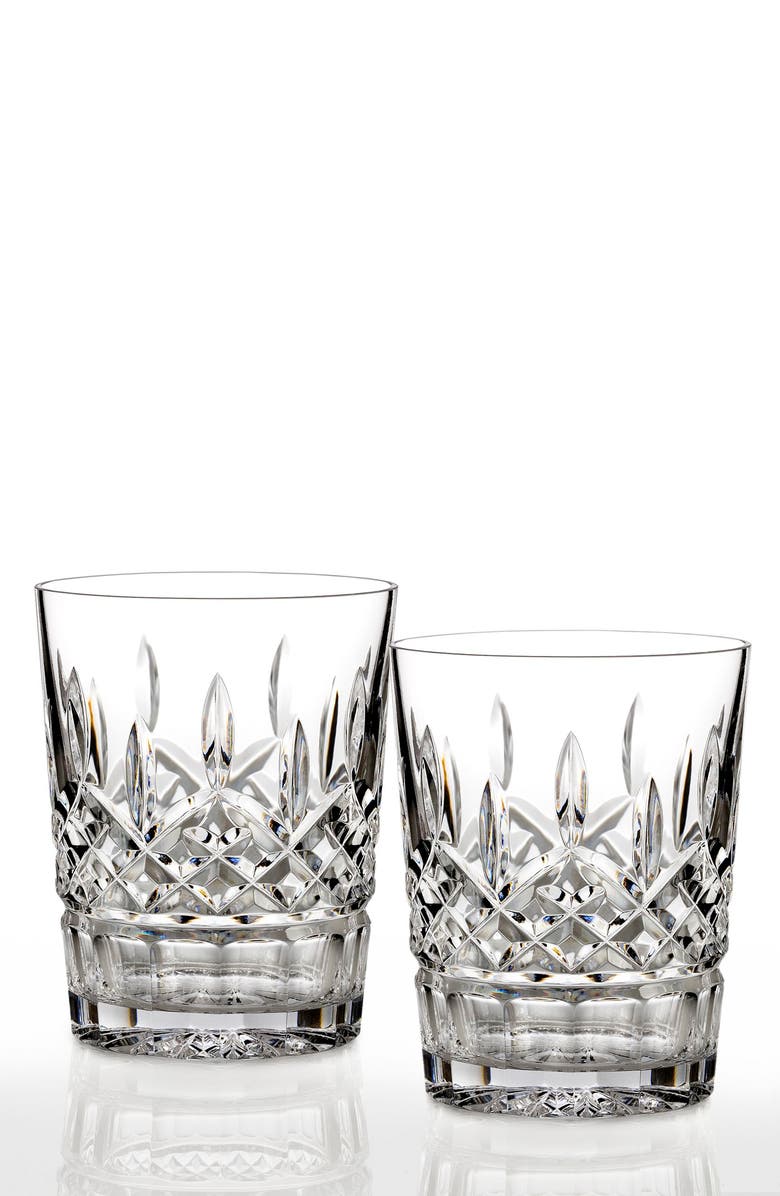 Waterford Lismore Set of 2 Lead Crystal Double Old Fashioned Glasses, Alternate, color, Clear