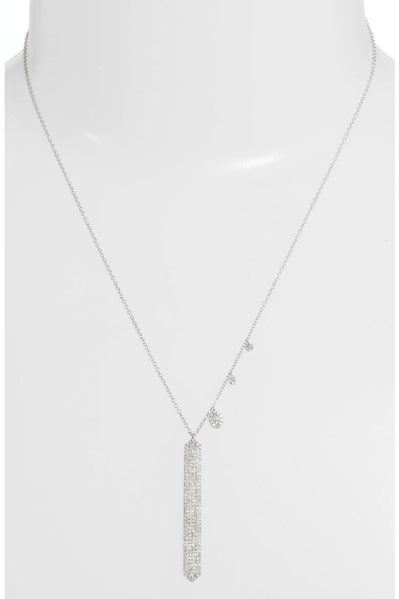 Diamond Pavé Bar Pendant Necklace, Alternate, color, WHITE GOLD