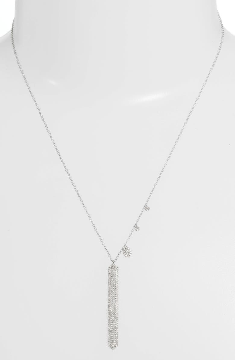 Meira T Diamond Pavé Bar Pendant Necklace, Alternate, color, White Gold