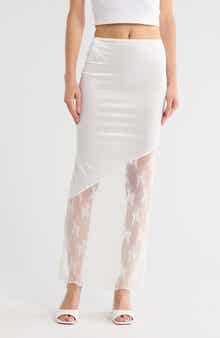 ASOS DESIGN Insert Lace Satin Maxi Skirt