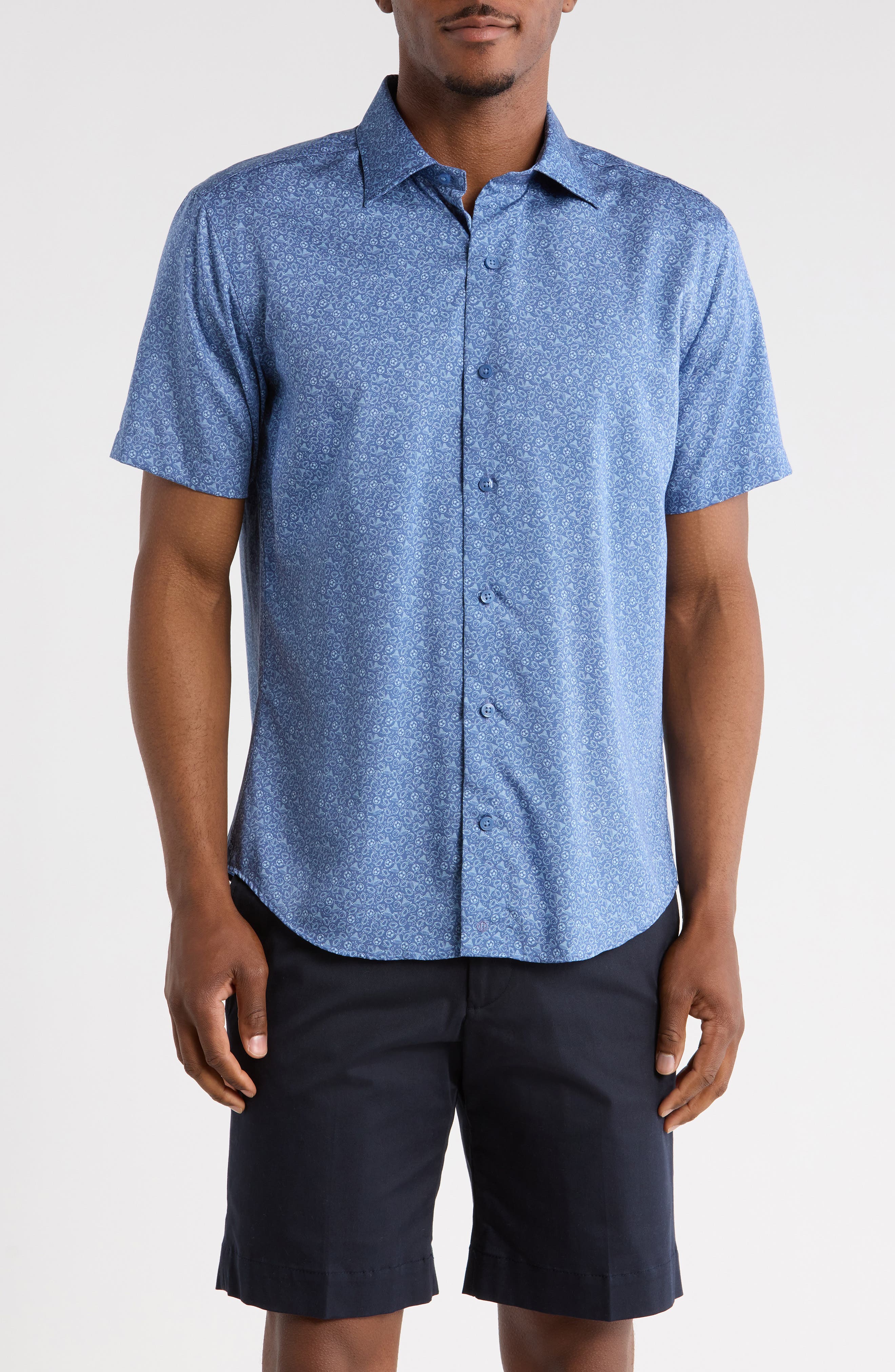 David Donahue Casual Short Sleeve Button-Up Shirt