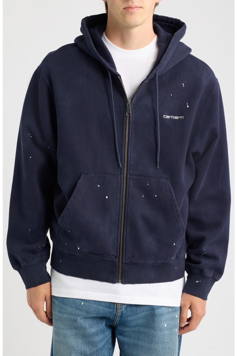 Painter Cotton Zip Hoodie, Alternate, color, DARK NAVY(DESTROY WASH)