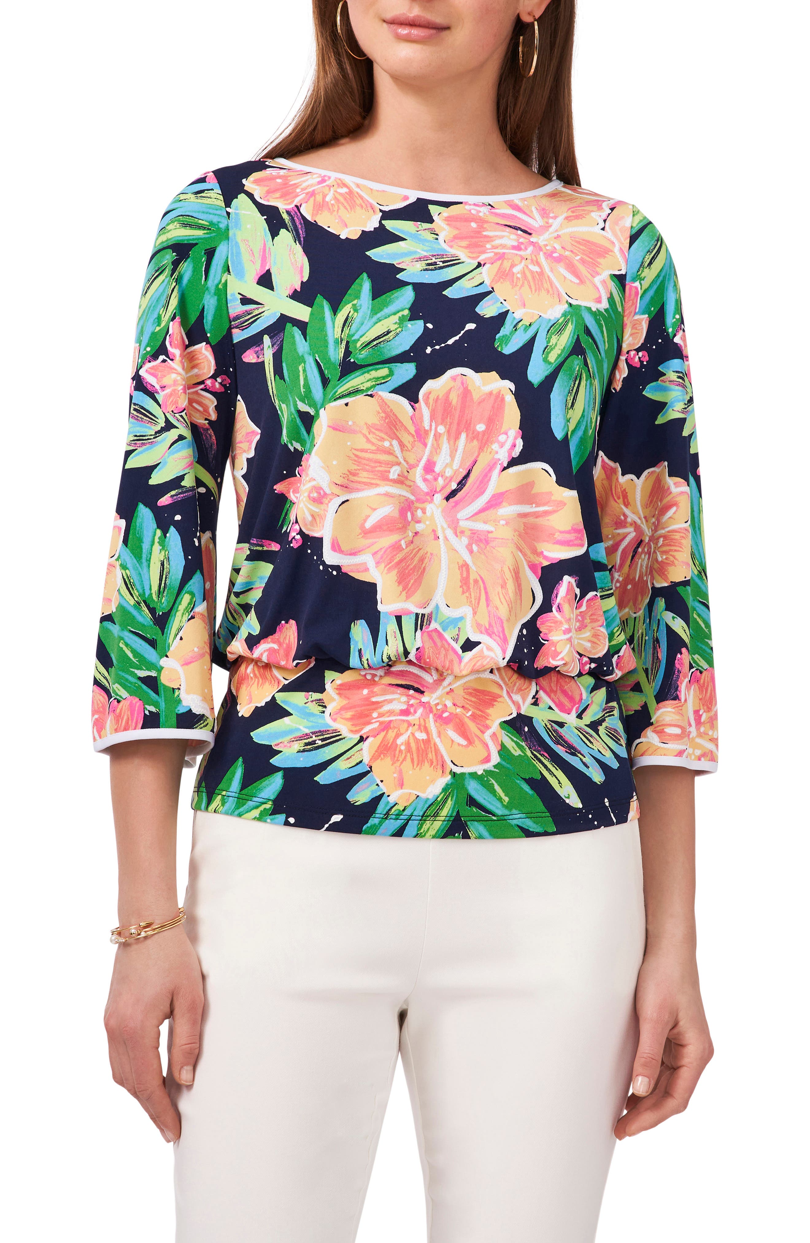 Print Banded Waist Top