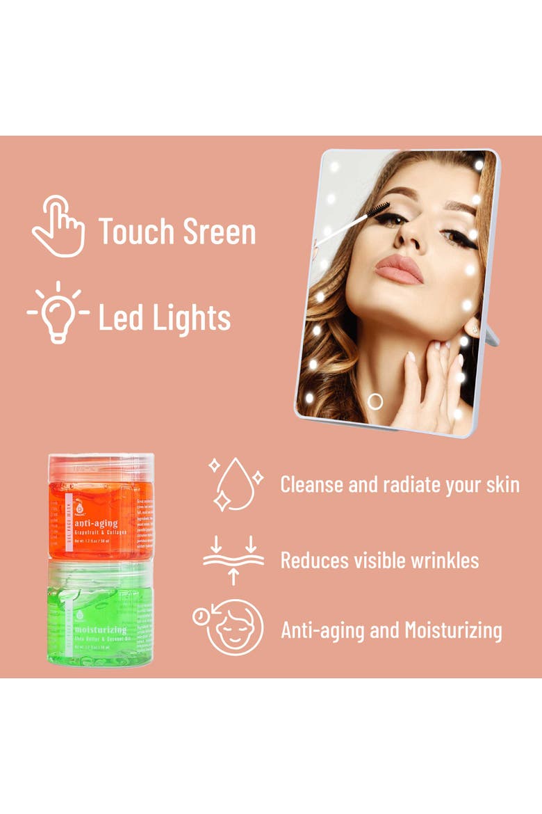 Touchscreen LED Vanity Mirror and Luxurious Gel & Mud Face Mask Set, Alternate, color, Multicolor