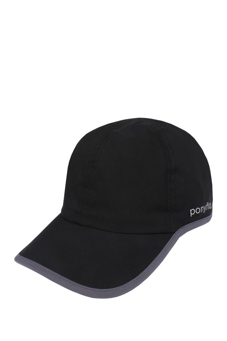 Water Resistant Active PONYFLO Hat, Main, color, BLACK