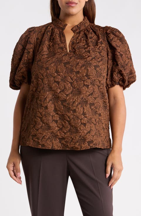 Arielle Jacquard Puff Sleeve Top