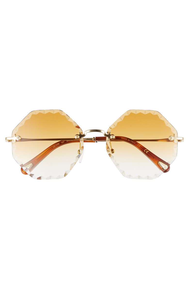Chloé Rosie 58mm Gradient Octagonal Rimless Sunglasses, Alternate, color, 