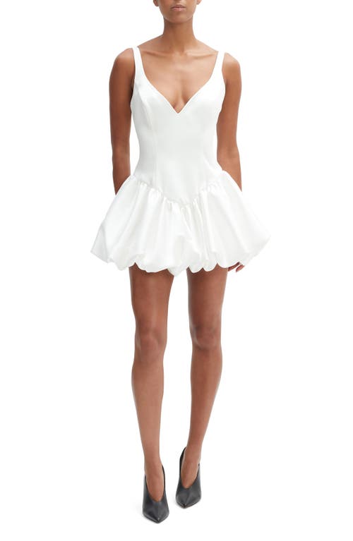 Bardot Oria Bubble Hem Satin Minidress In White