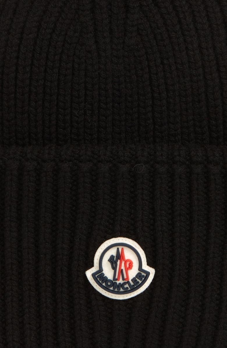Moncler Logo Patch Wool & Cashmere Beanie, Alternate, color, 