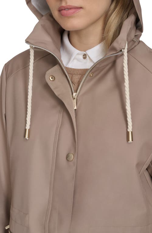 Cole Haan Signature Hooded Oversize Rain Jacket In Light Taupe