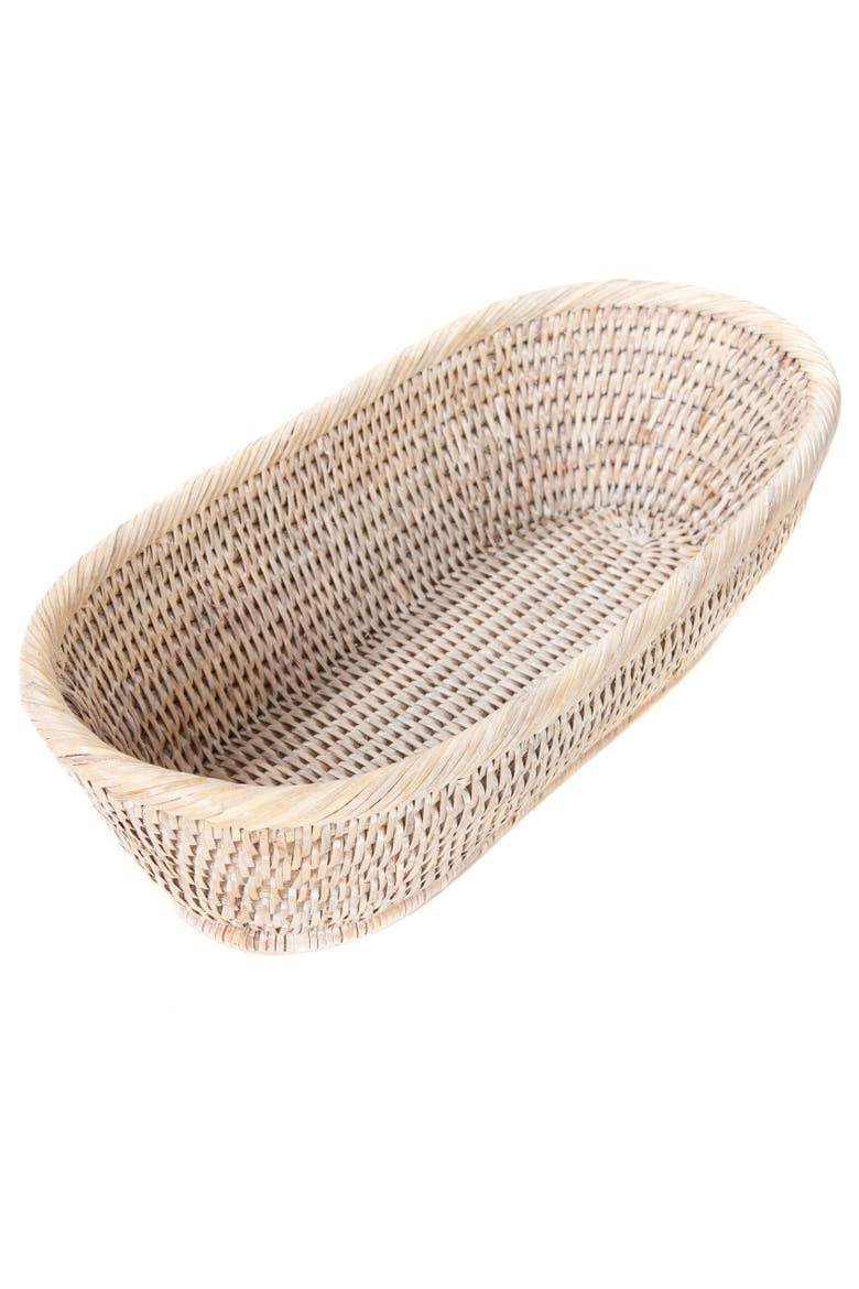 Artifacts Rattan Oval Bread Basket, Main, color, White Wash