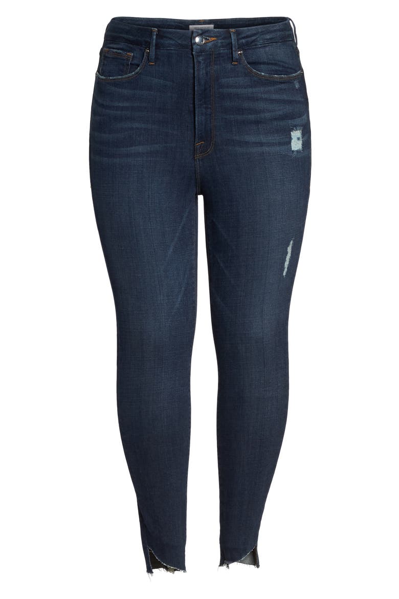 Good Waist Cascade Hem Skinny Jeans, Alternate, color, BLUE 098