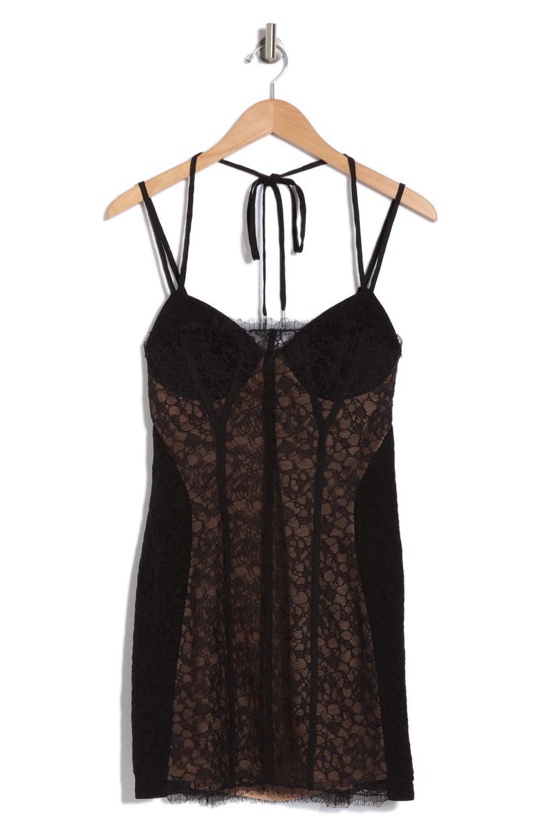 Simkhai Alodie Strappy Lace Minidress, Alternate, color, Black