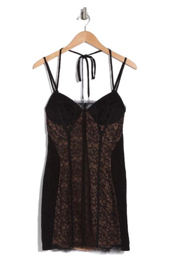 Shop Simkhai Alodie Strappy Lace Minidress In Black