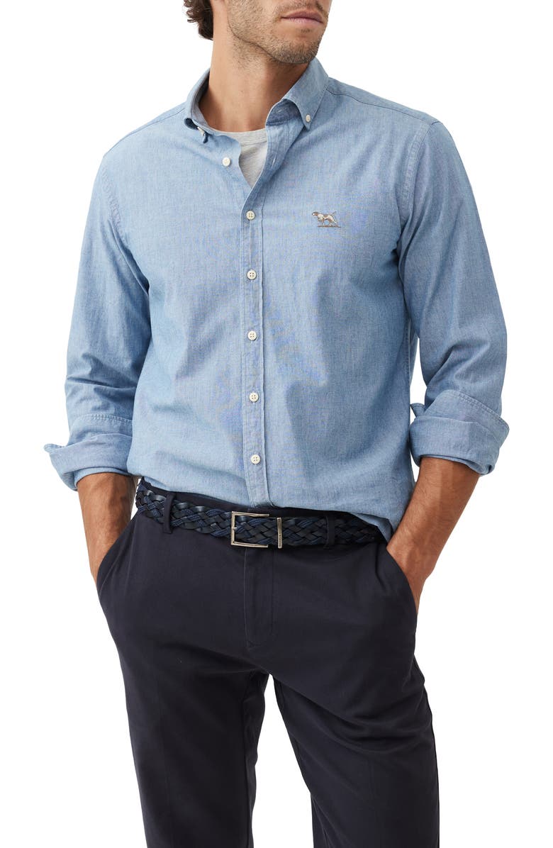 Rodd & Gunn Kirklands Original Fit Cotton Chambray Button-Down Shirt, Main, color, Chambray