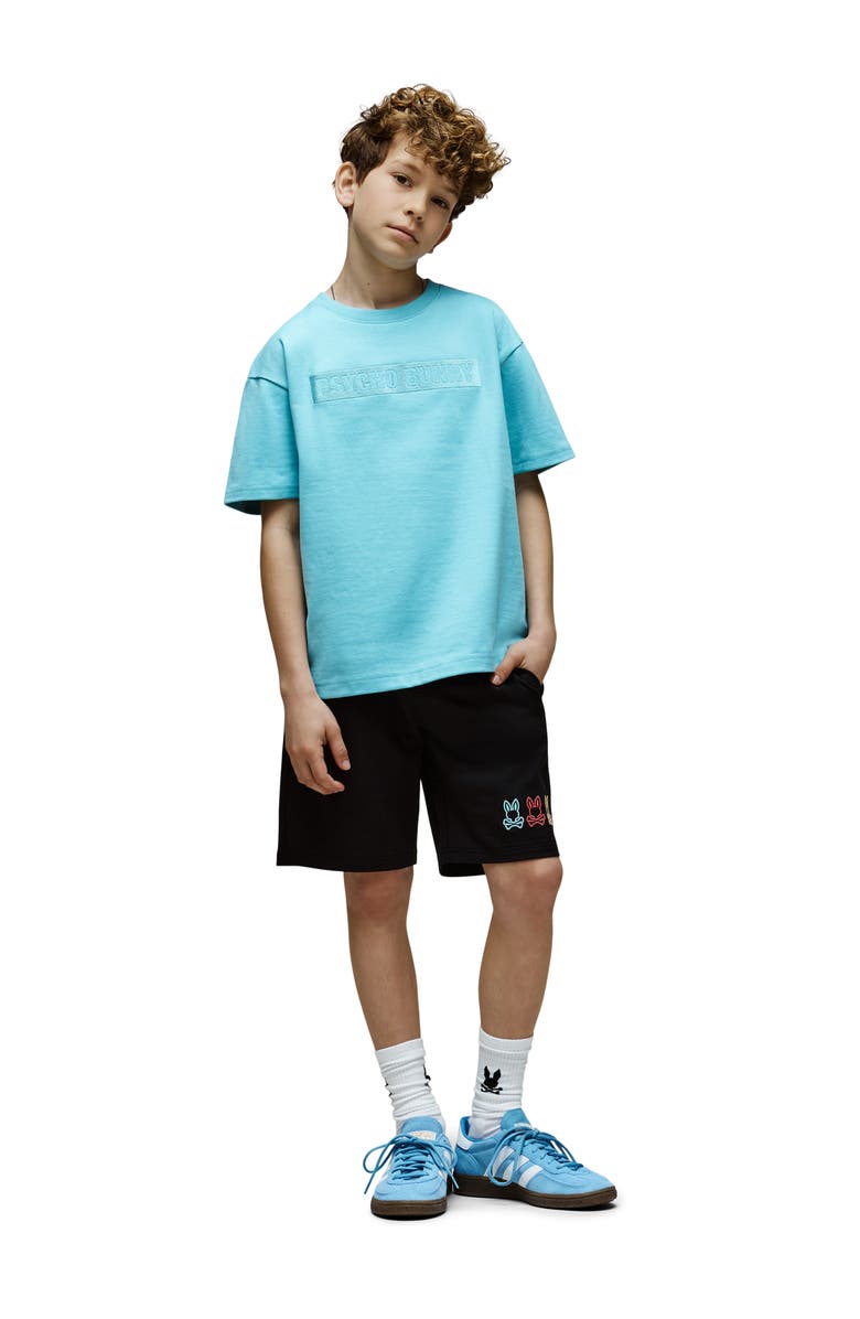 Psycho Bunny Kids' Any Embroidered Sweat Shorts, Alternate, color, Black