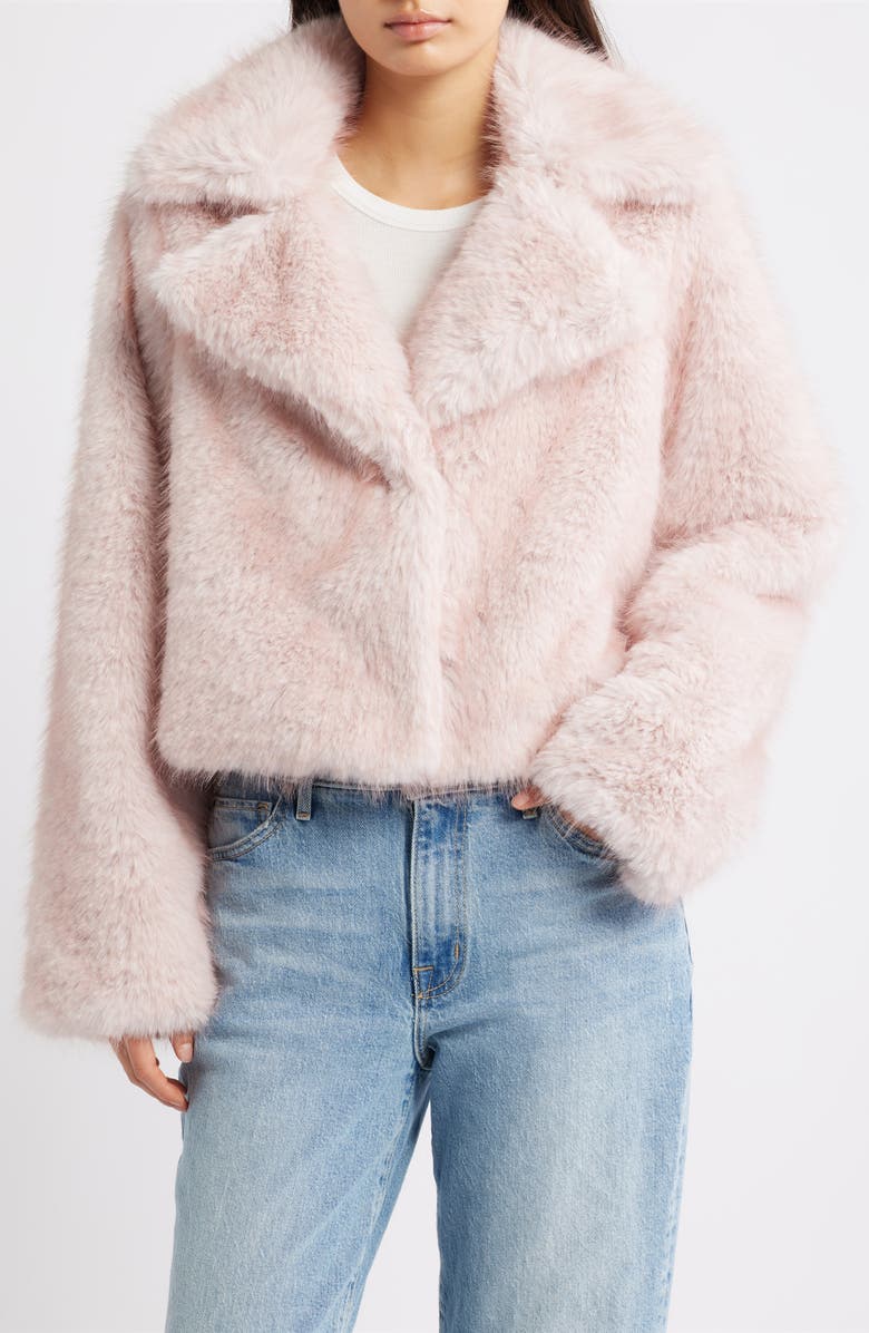 Thread & Supply Short Faux Fur Coat, Alternate, color, Light Pink