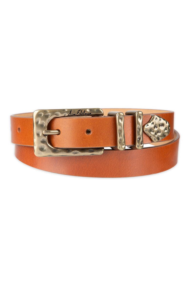 Hammered Leather Belt, Alternate, color, LIGHT BROWN