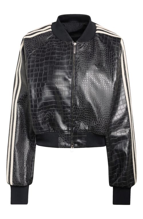 Adidas Originals Sst Croc Embossed Faux Leather Track Jacket In Multi