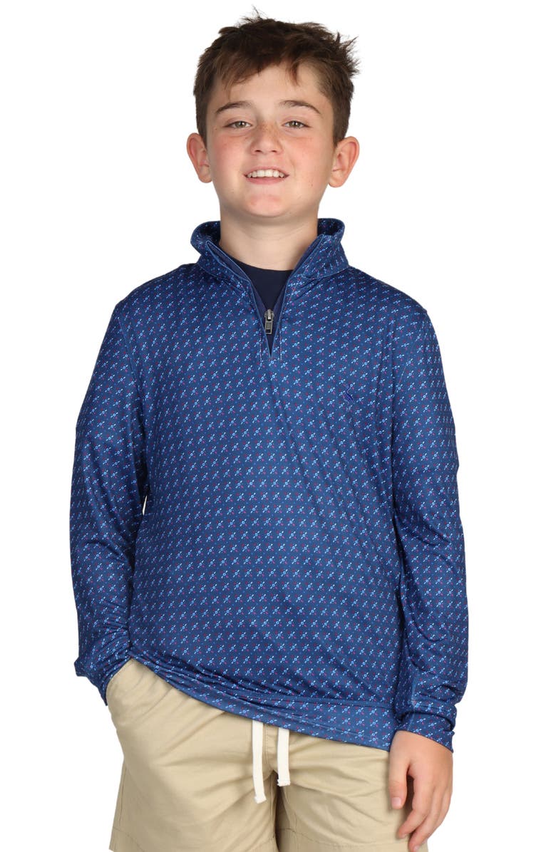 TailorByrd Kids' Geo Quarter Zip Sweatshirt, Main, color, Navy
