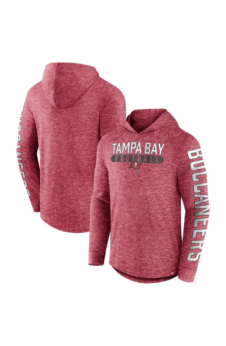 FANATICS Men's Fanatics Branded Heather Red Tampa Bay Buccaneers Pill Stack Long Sleeve Hoodie T-Shirt, Main, color, Heather Red