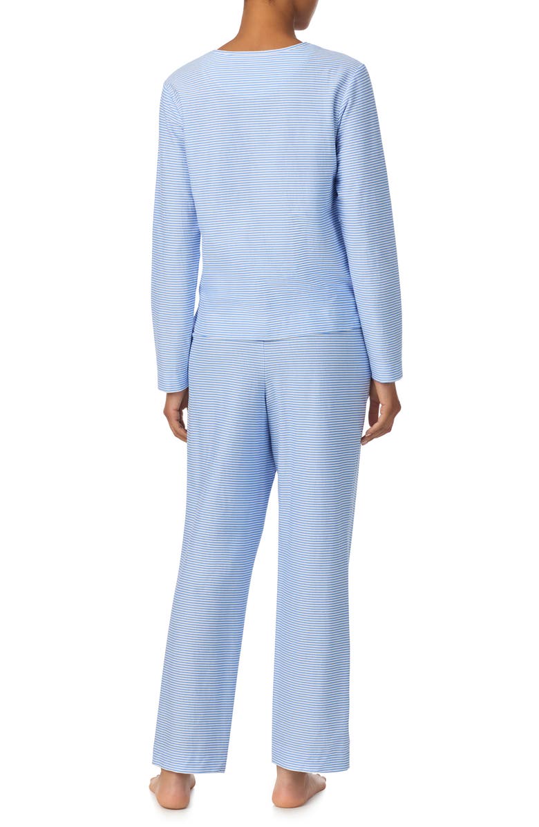 Lauren Ralph Lauren Print Cotton Ankle Length Pajamas, Alternate, color, Blue Stripe