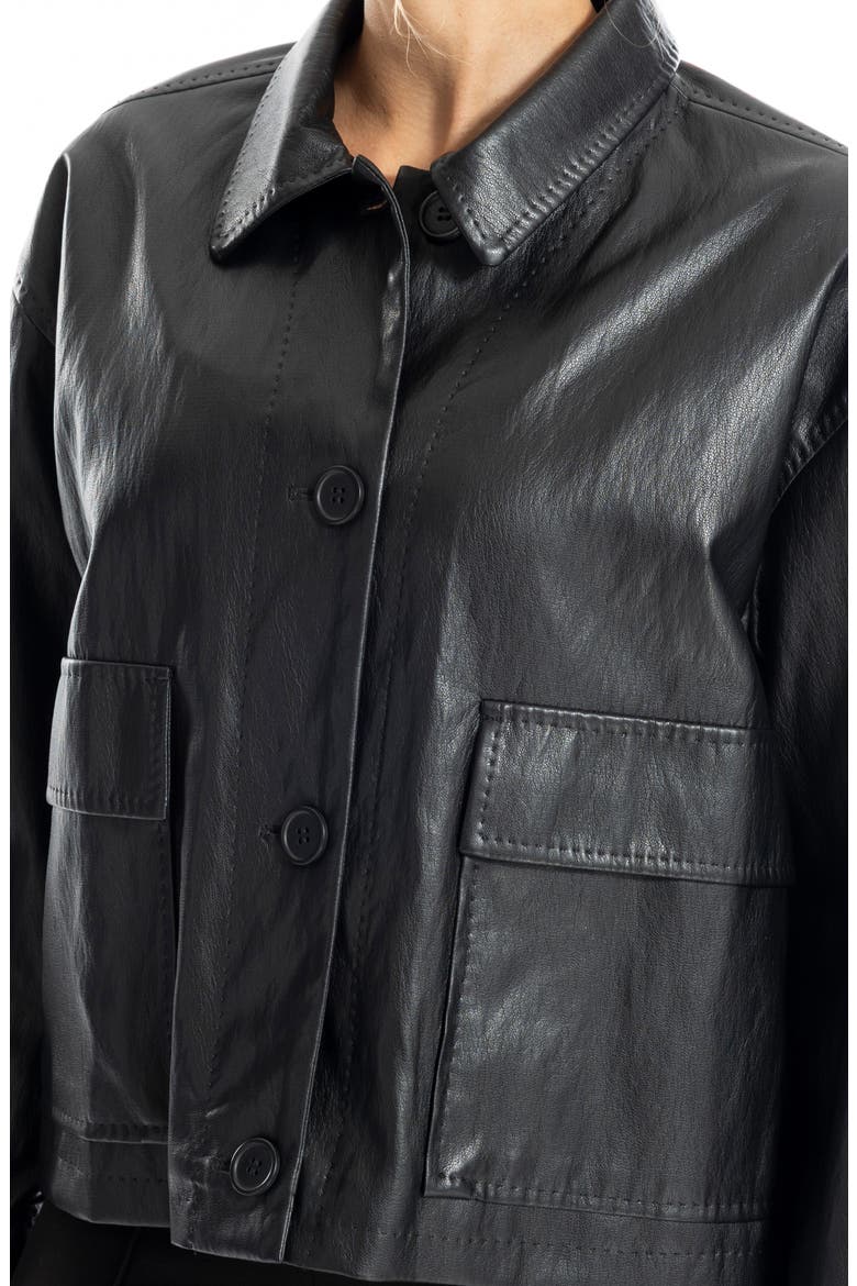 Faux Leather Crop Jacket, Alternate, color, BLACK