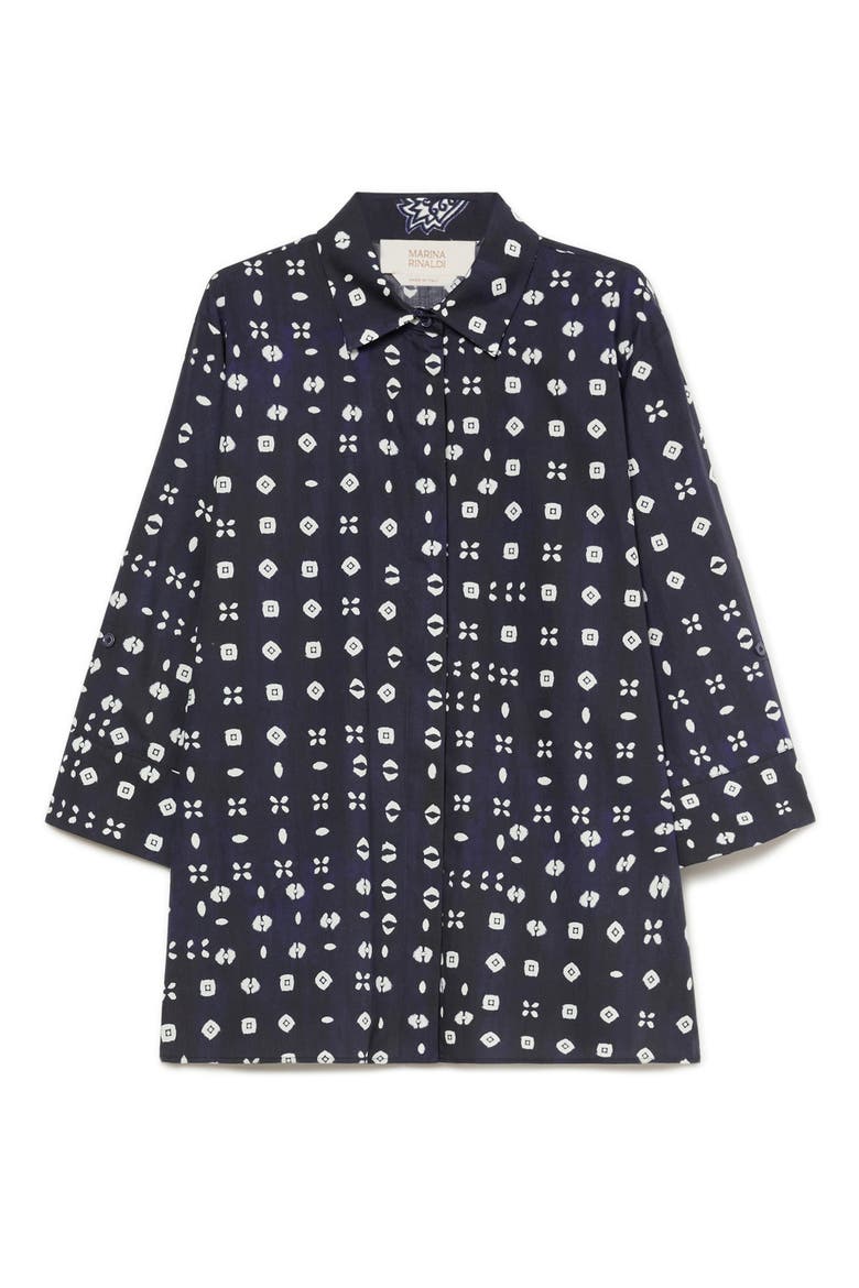 Faro Geometric Print Cotton Shirt, Alternate, color, NAVY