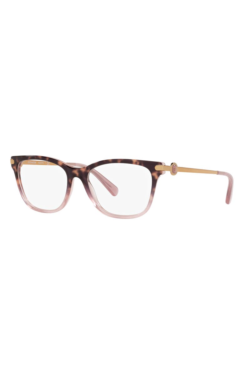 COACH 53mm Rectangular Optical Glasses, Alternate, color, Rose Tortoise / Demo Lens