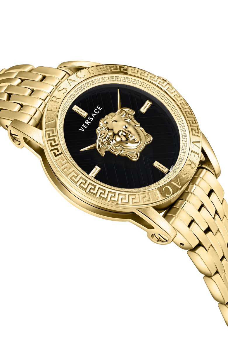 Versace V-Code Bracelet Watch, 43mm, Alternate, color, Ip Yellow Gold
