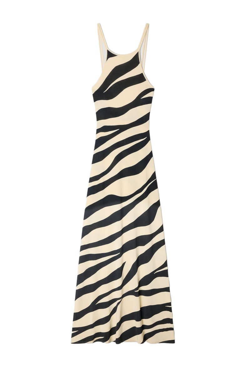 Zebra print knit maxi dress, Alternate, color, Ecru / black