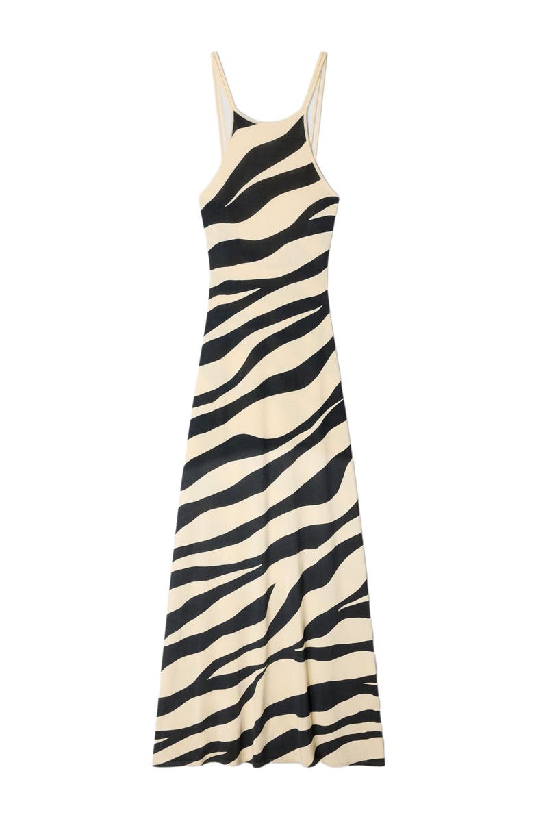 SANDRO Zebra print knit maxi dress, Alternate, color, Ecru / Black