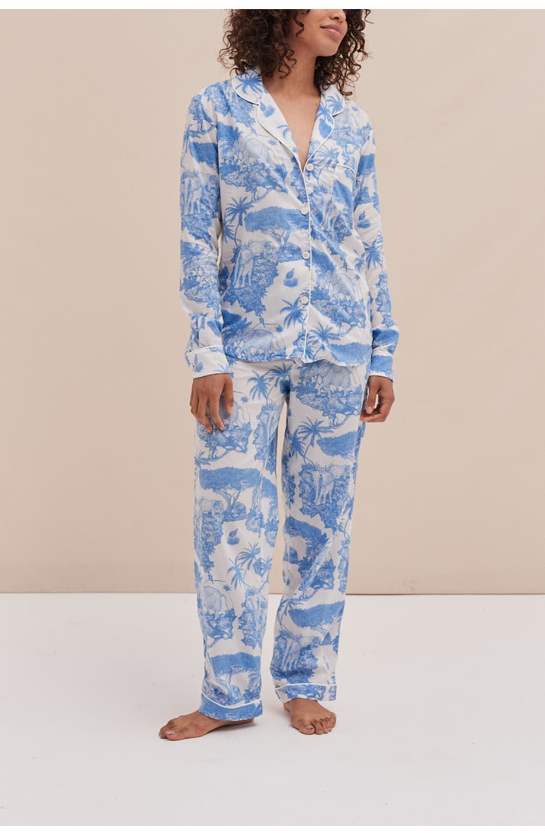 Desmond & Dempsey Long Pajama Set, Main, color, Loxodonta Blue