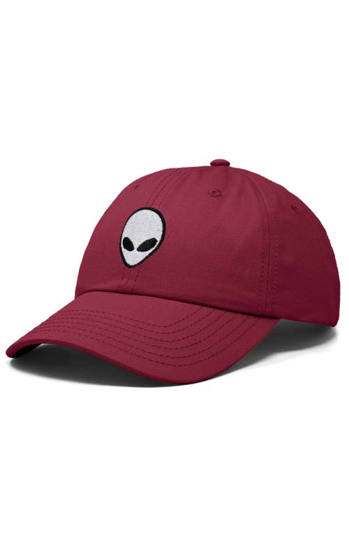 Dalix Alien Embroidered Classic Dad Cap In Maroon