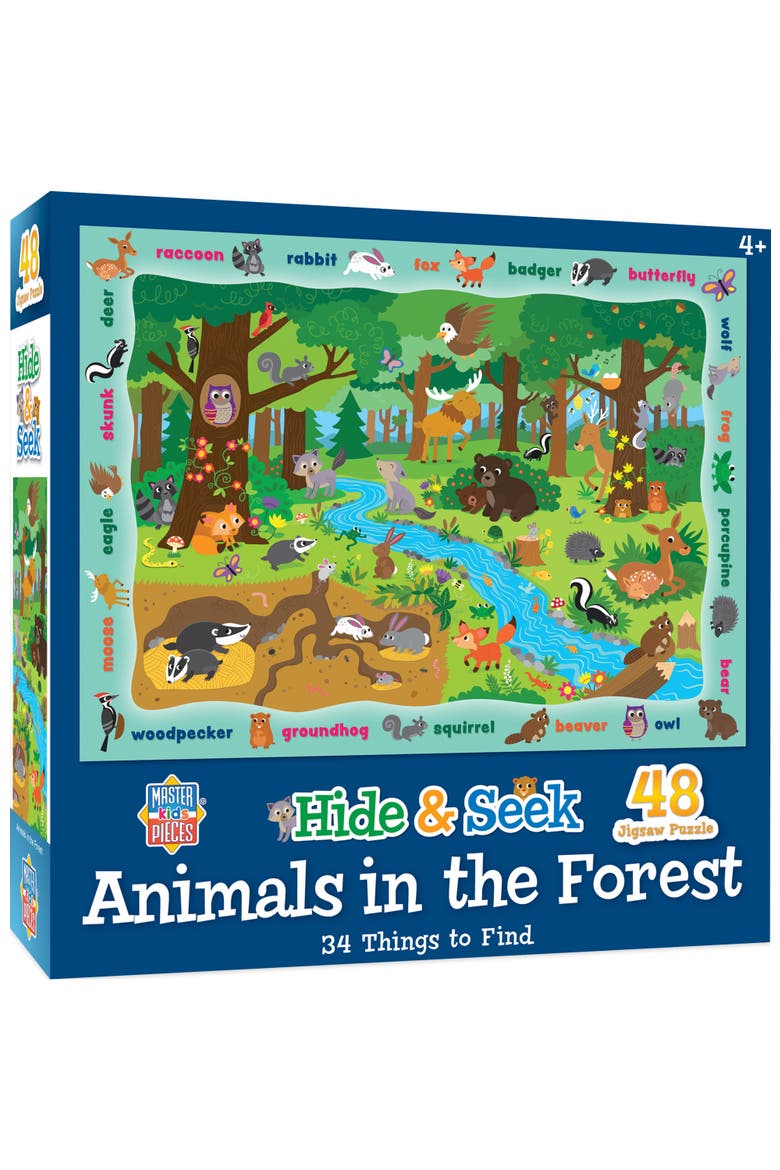 Animals in the Forest 48 Piece Puzzle, Main, color, Multicolor