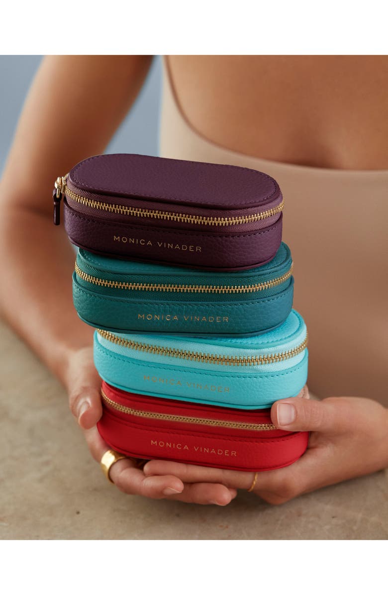 Monica Vinader Mini Leather Jewelry Case, Alternate, color, Avocado